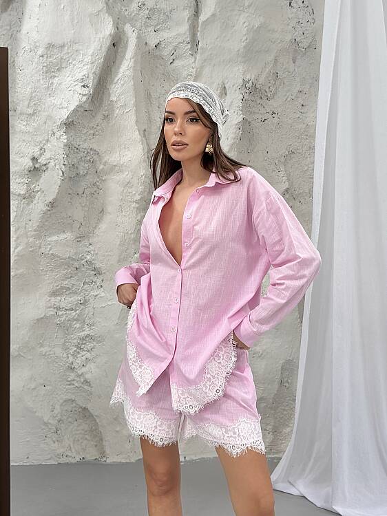 Adele Dantel Detay Takım - Pembe - 3