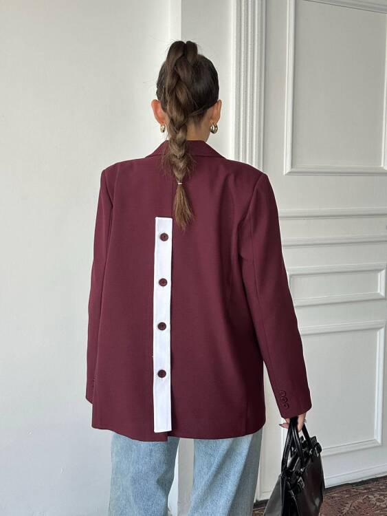 Adriana Pileli Ceket - Bordo - 2