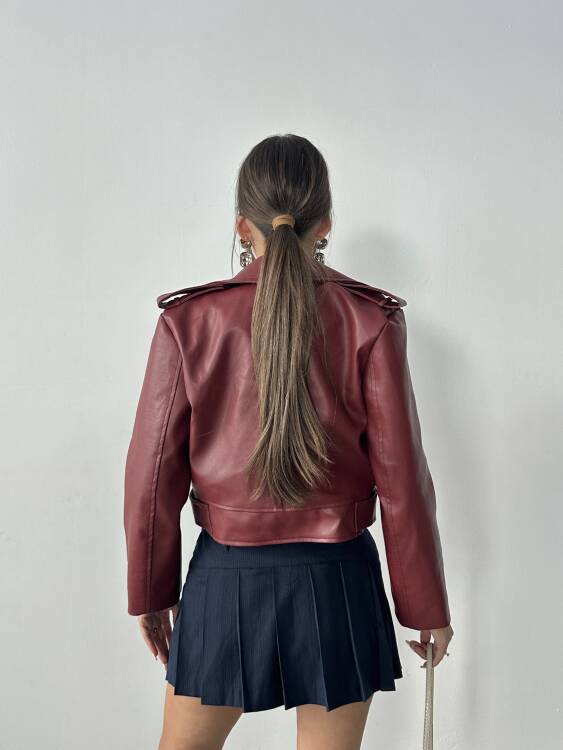 Renon Deri Ceket - Bordo - 6