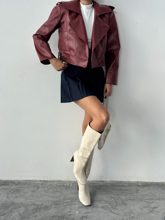 Renon Deri Ceket - Bordo - 7