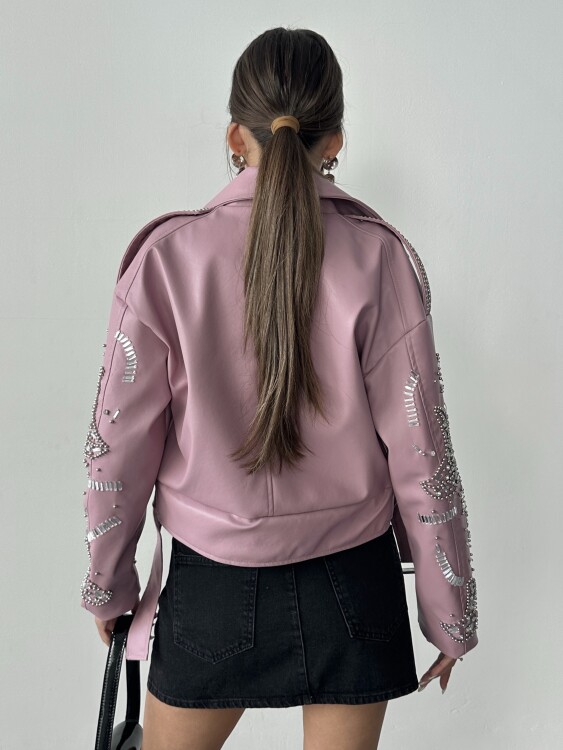 Alara Deri Ceket - Pembe - 3