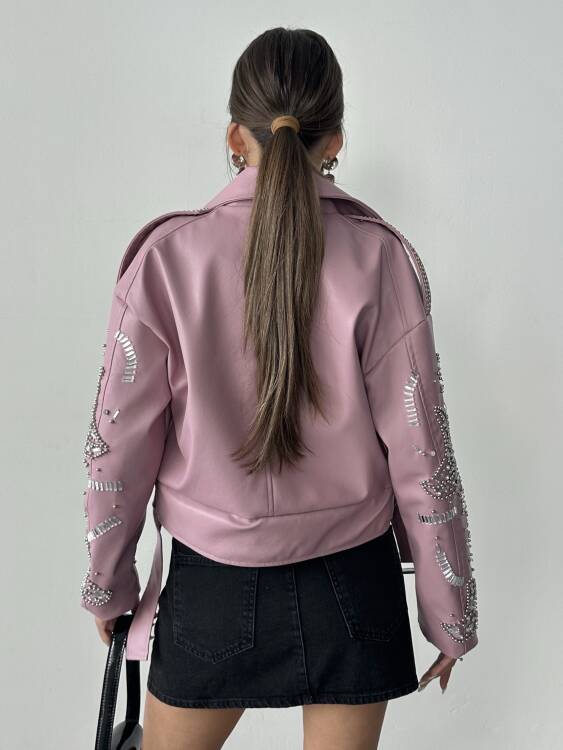 Alara Deri Ceket - Pembe - 3
