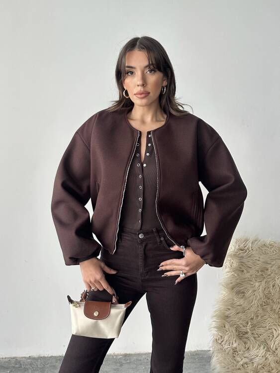 Amarant Bomber Ceket - Acı Kahve - 2