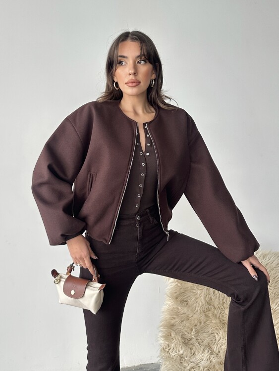 Amarant Bomber Ceket - Acı Kahve - 4