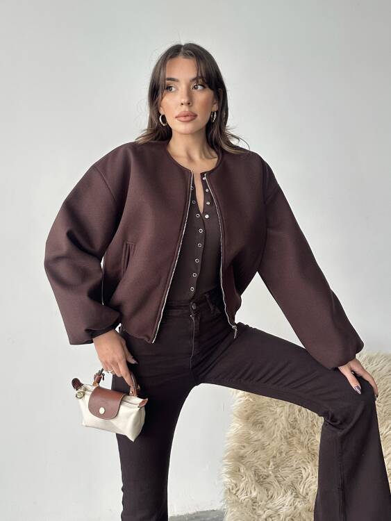 Amarant Bomber Ceket - Acı Kahve - 4