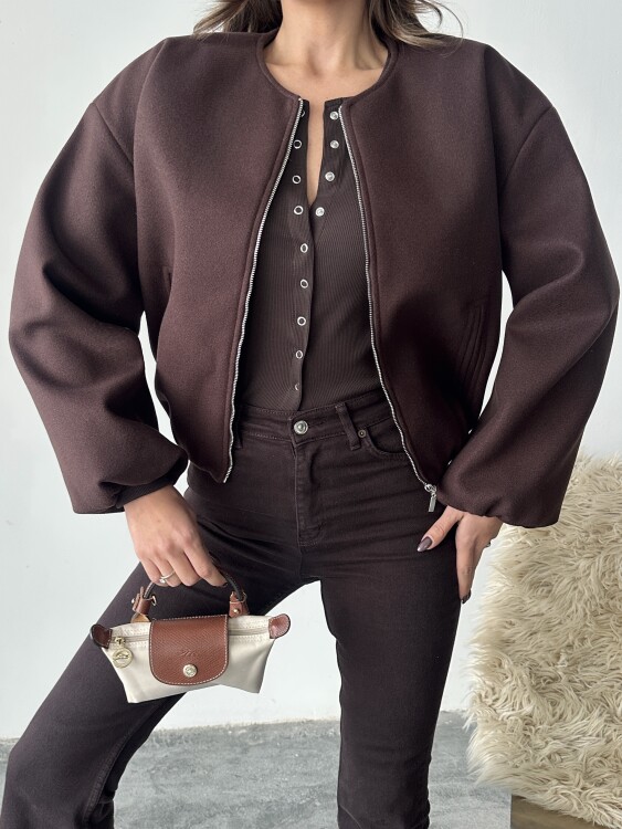 Amarant Bomber Ceket - Acı Kahve - 6