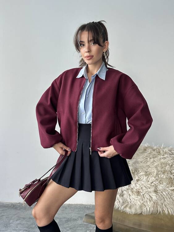 Amarant Bomber Ceket - Bordo - 1