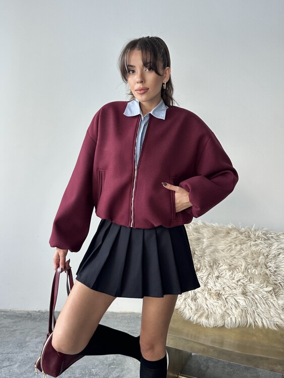 Amarant Bomber Ceket - Bordo - 5