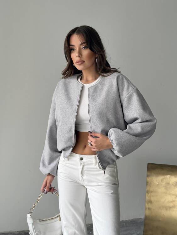 Amarant Bomber Ceket - Gri - 1