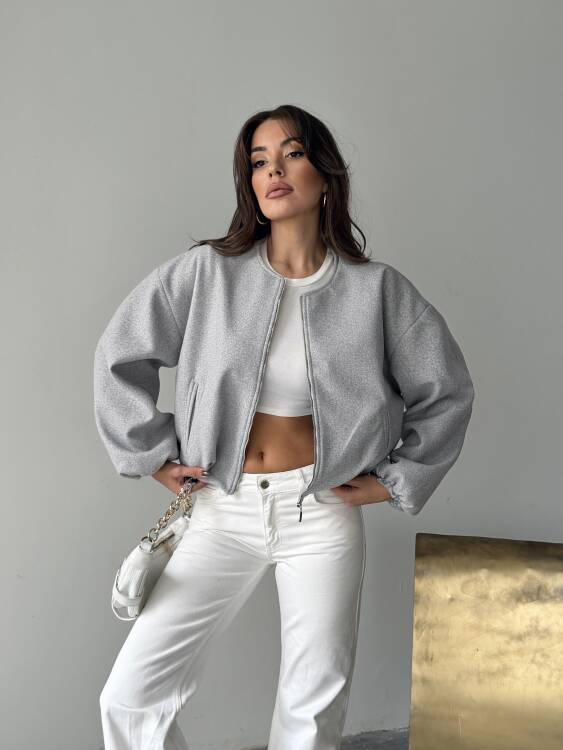 Amarant Bomber Ceket - Gri - 2