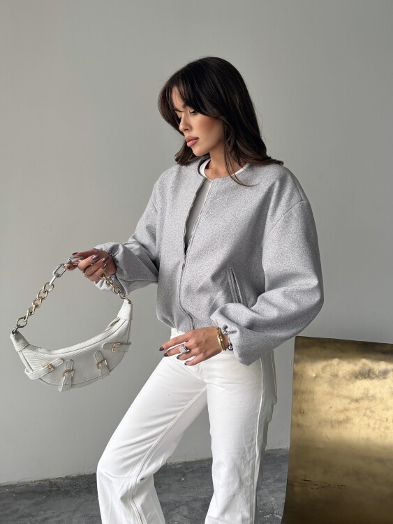 Amarant Bomber Ceket - Gri - 3