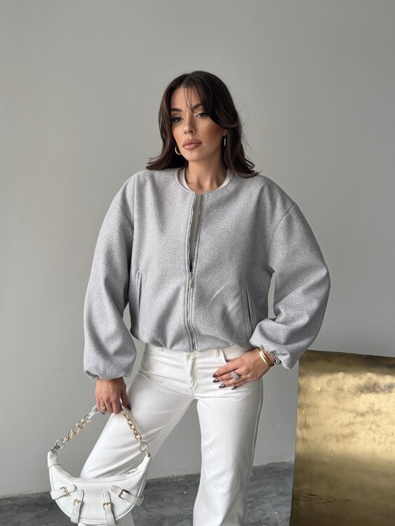 Amarant Bomber Ceket - Gri - 4