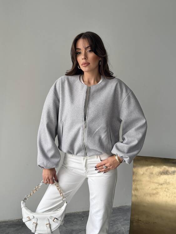 Amarant Bomber Ceket - Gri - 4