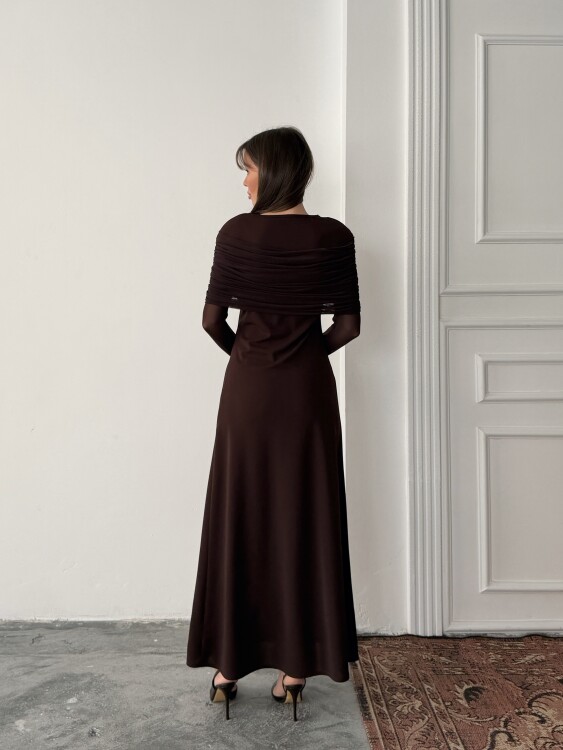 Amelia Maxi Elbise - Acı Kahve - 2
