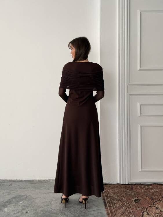 Amelia Maxi Elbise - Acı Kahve - 2