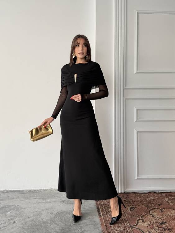 Amelia Maxi Elbise - Siyah - 4