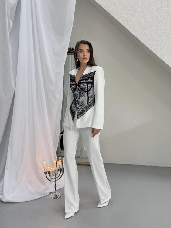 Anaell Dantel Detay Takım - Beyaz - 2