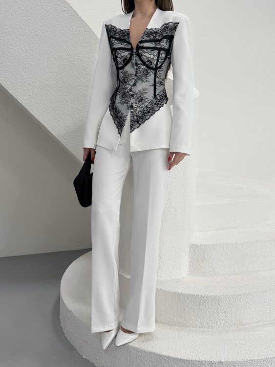 Anaell Dantel Detay Takım - Beyaz - 7