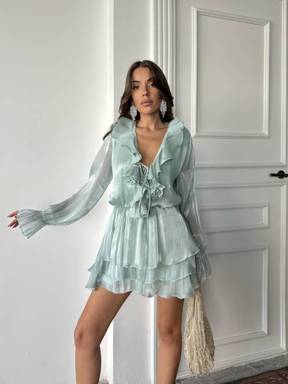Anemon Midi Elbise - Mint - 1