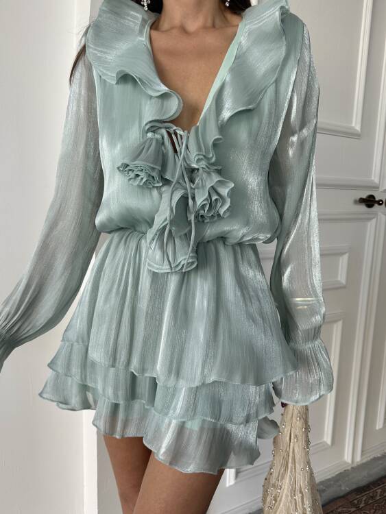 Anemon Midi Elbise - Mint - 4