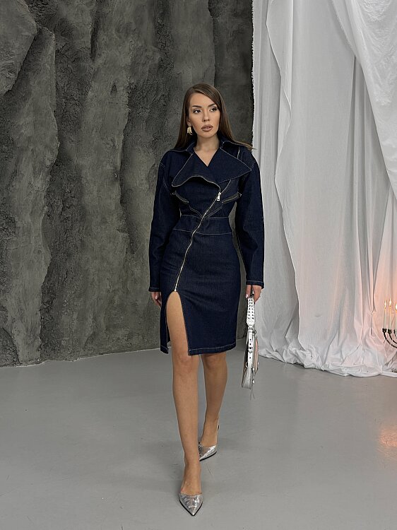 Angele Mini Elbise - Denim - 4