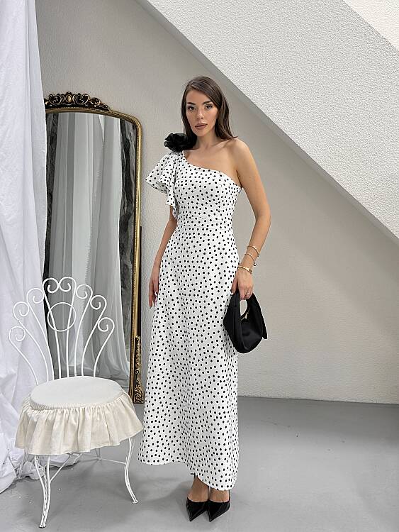 COLLİNS Puanlı Elbise - Beyaz - 1