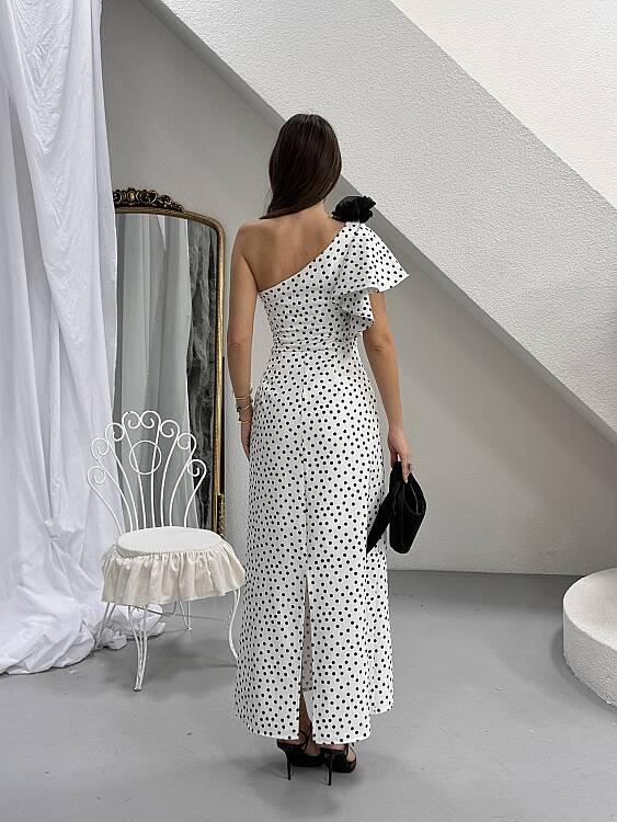 COLLİNS Puanlı Elbise - Beyaz - 2