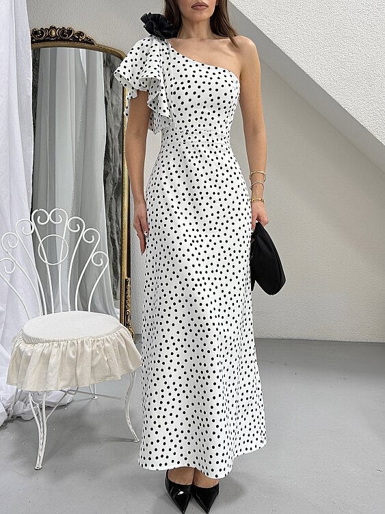 COLLİNS Puanlı Elbise - Beyaz - 5