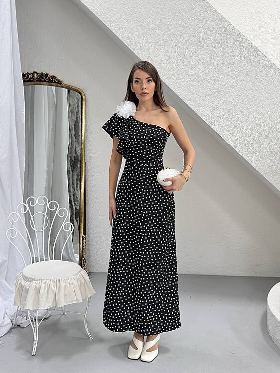 COLLİNS Puanlı Elbise - Siyah - 1