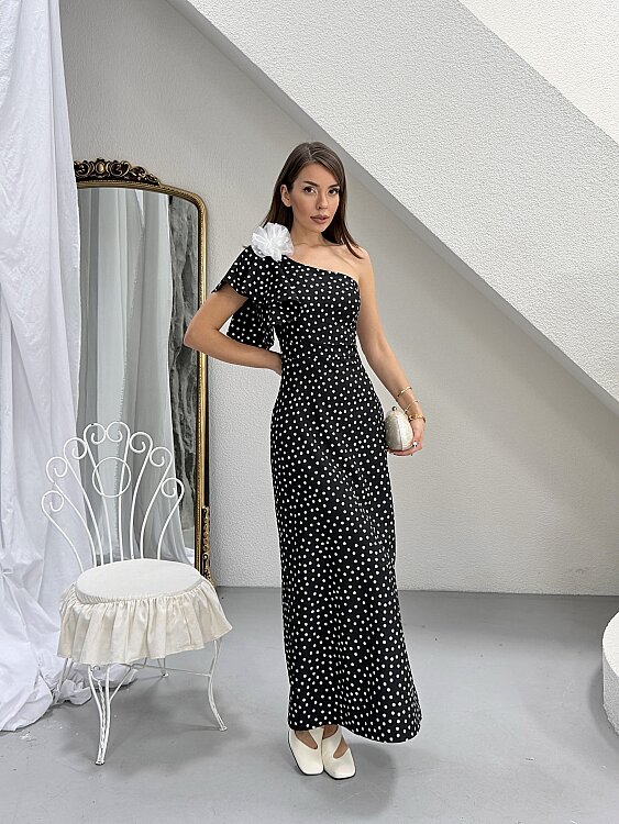 COLLİNS Puanlı Elbise - Siyah - 4