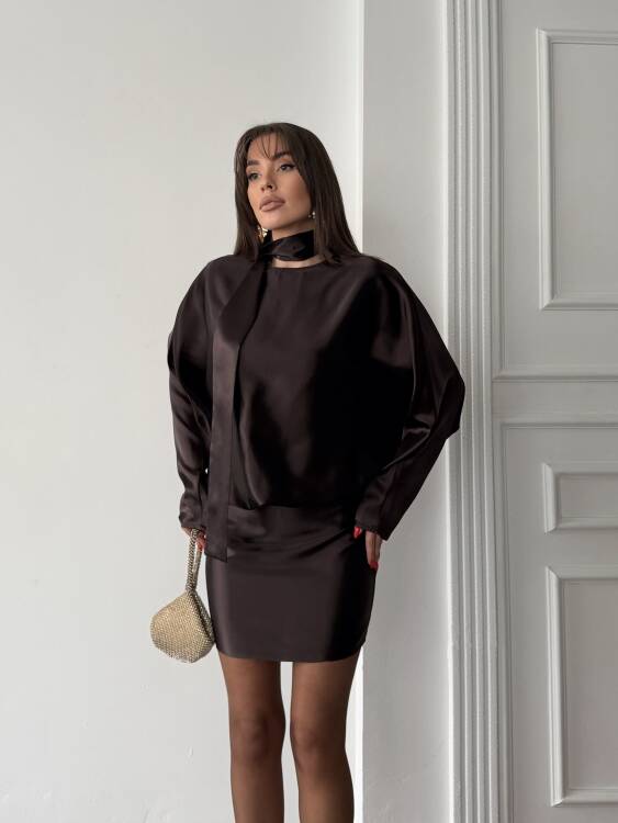 Anna Mini Elbise - Acı Kahve - 2