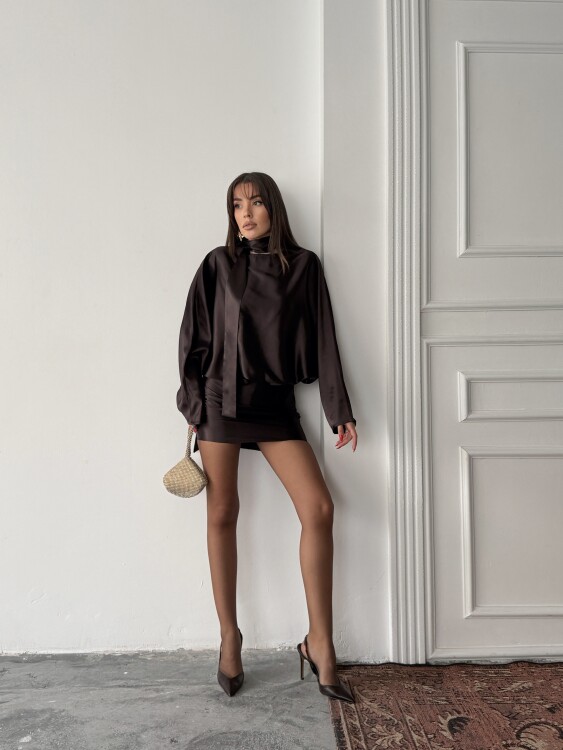 Anna Mini Elbise - Acı Kahve - 4