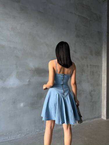 Arava Denim Elbise- Mavi