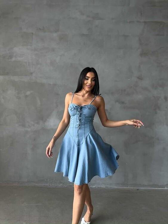 Arava Denim Elbise- Mavi - 1