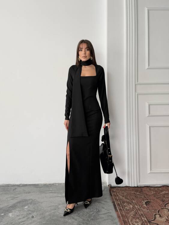 Aria Maxi Elbise - Siyah - 3