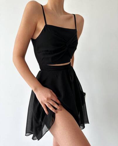 Askılı Evelina Elbise - Siyah
