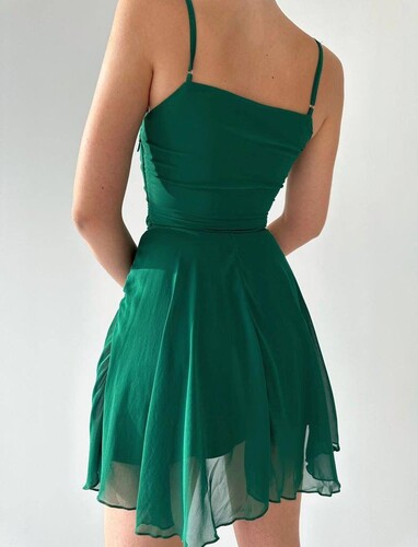 Askılı Eveline Elbise - Yeşil - Thumbnail
