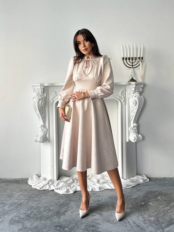 Aster Elbise - Bej - 3