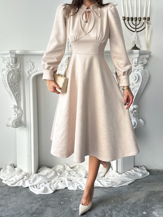 Aster Elbise - Bej - 6