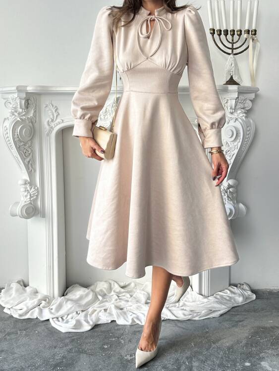 Aster Elbise - Bej - 6