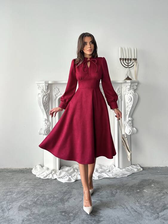 Aster Elbise - Bordo - 4