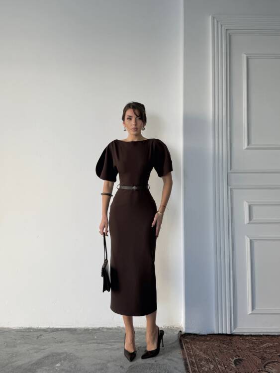 Ava Midi Elbise - Acı Kahve - 1