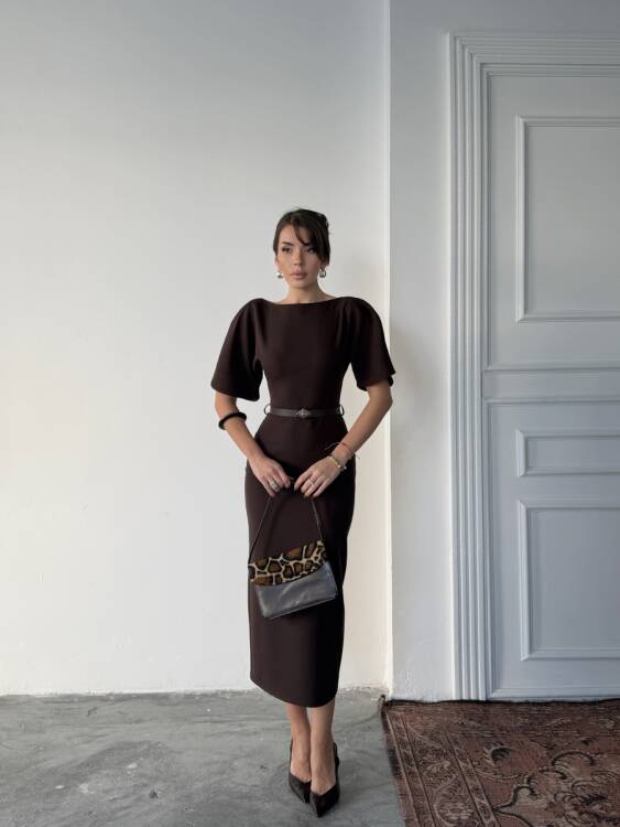 Ava Midi Elbise - Acı Kahve - 2