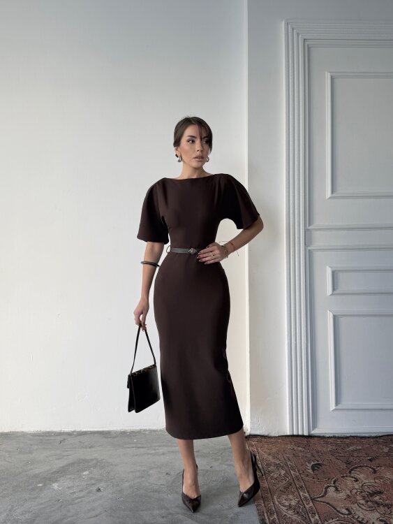 Ava Midi Elbise - Acı Kahve - 3