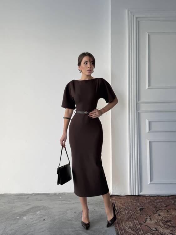 Ava Midi Elbise - Acı Kahve - 3