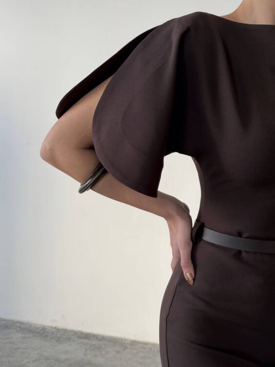 Ava Midi Elbise - Acı Kahve - 4