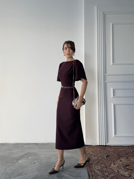 Ava Midi Elbise - Bordo - 2