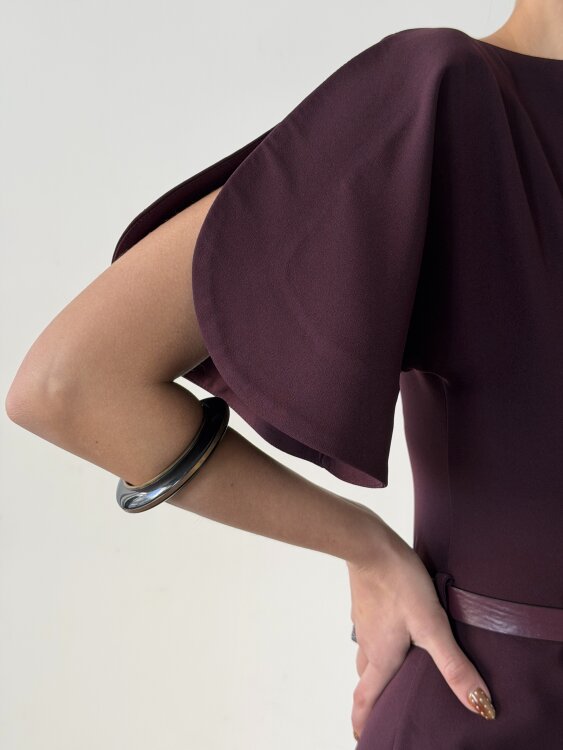 Ava Midi Elbise - Bordo - 5