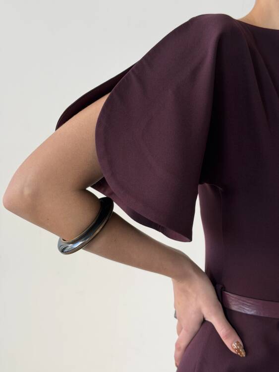 Ava Midi Elbise - Bordo - 5