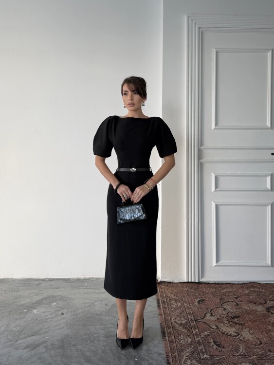 Ava Midi Elbise - Siyah - Sevenday